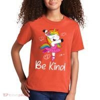 Dancing Unicorn Be Kind Anti Bullying Unity Day Orange Kids T-Shirt thumb 2