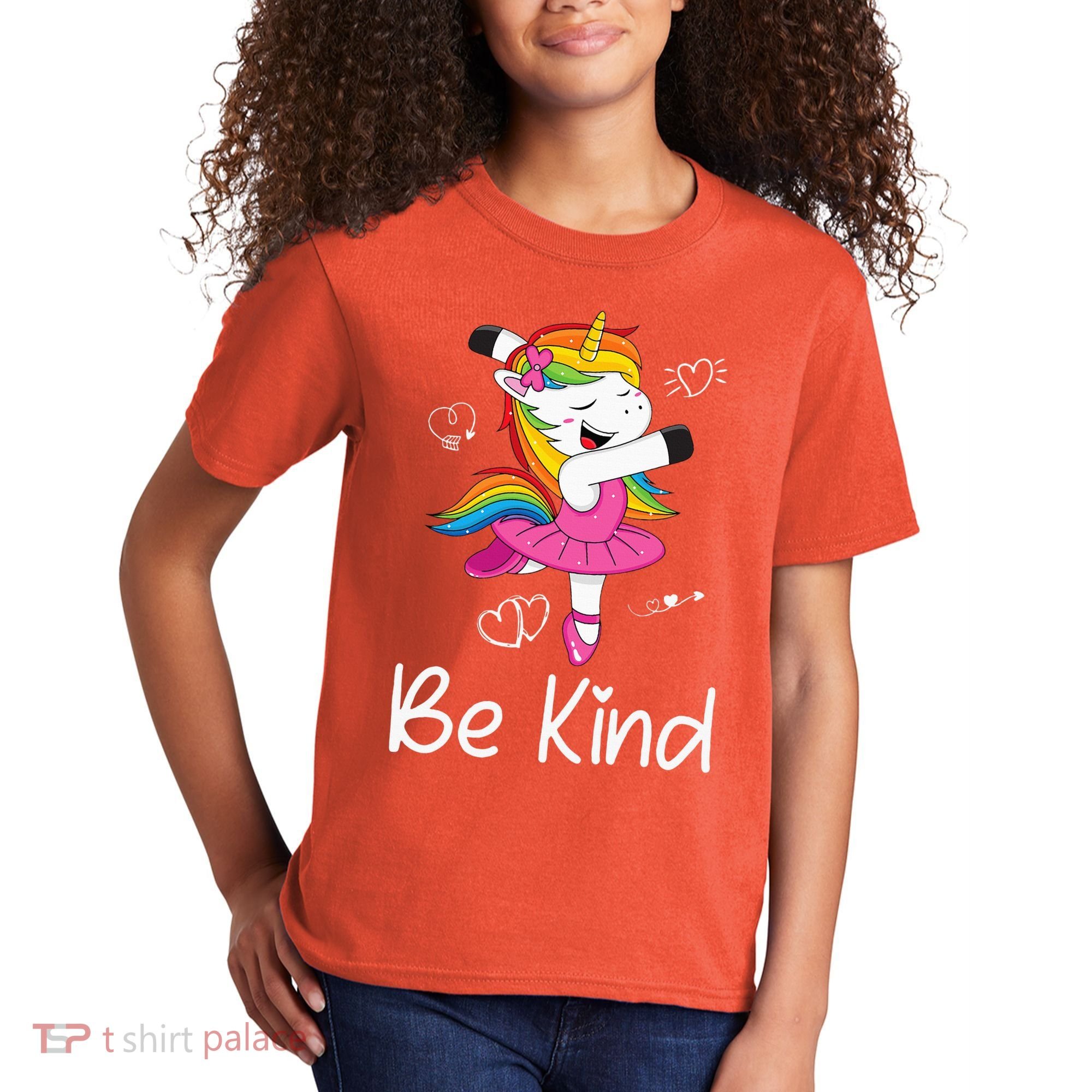 Dancing Unicorn Be Kind Anti Bullying Unity Day Orange Kids T-Shirt