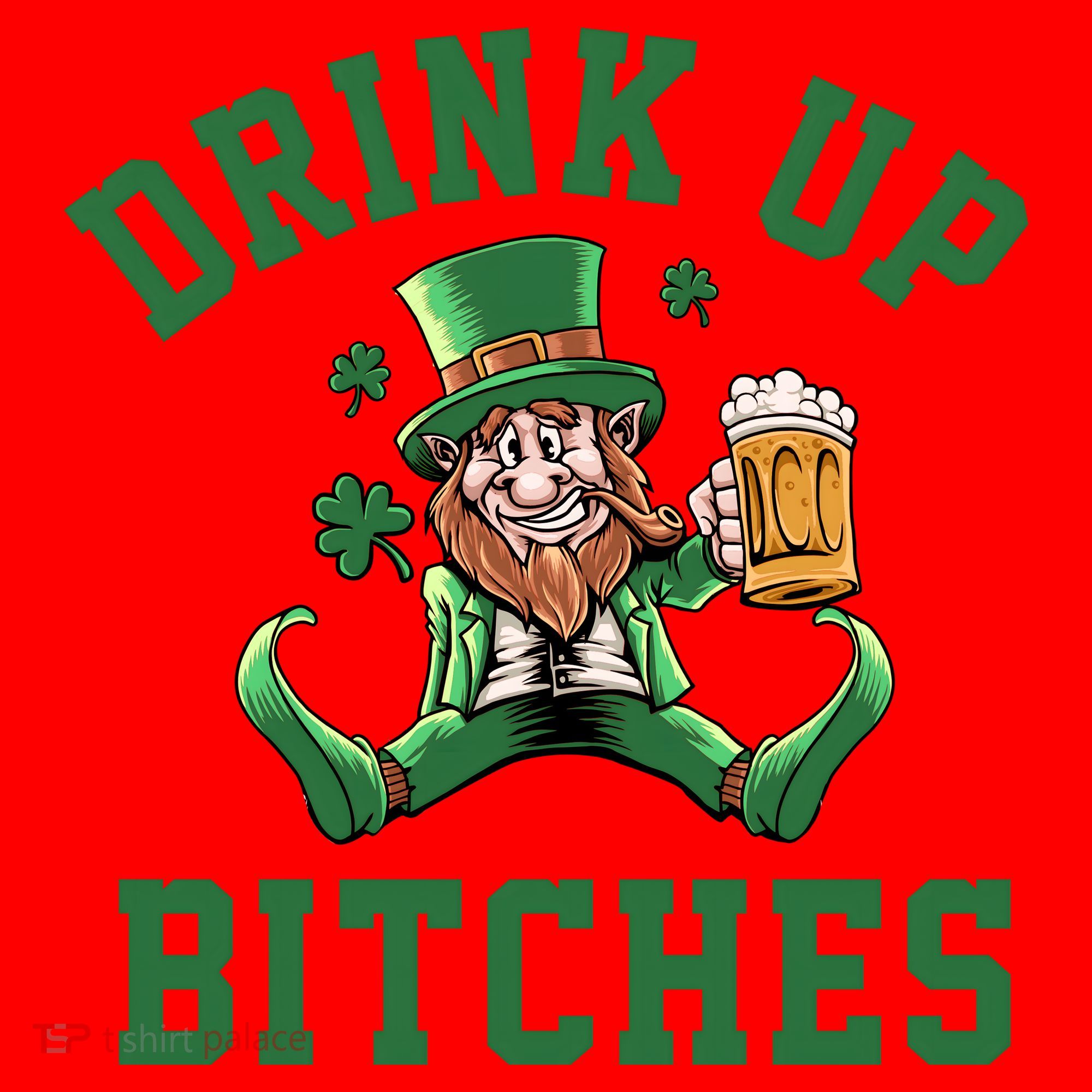 Drink Up Bitches Funny Leprechaun St Patrick's Day Santa Hat