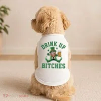 Drink Up Bitches Funny Leprechaun St Patrick's Day Doggie Tank thumb 2