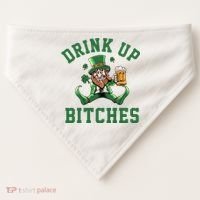 Drink Up Bitches Funny Leprechaun St Patrick's Day USA-Made Doggie Bandana thumb 0