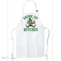 Drink Up Bitches Funny Leprechaun St Patrick's Day Apron thumb 0