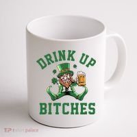 Drink Up Bitches Funny Leprechaun St Patrick's Day Coffee Mug thumb 1