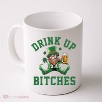 Drink Up Bitches Funny Leprechaun St Patrick's Day Coffee Mug thumb 0