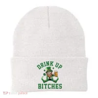Drink Up Bitches Funny Leprechaun St Patrick's Day Beanie thumb 0
