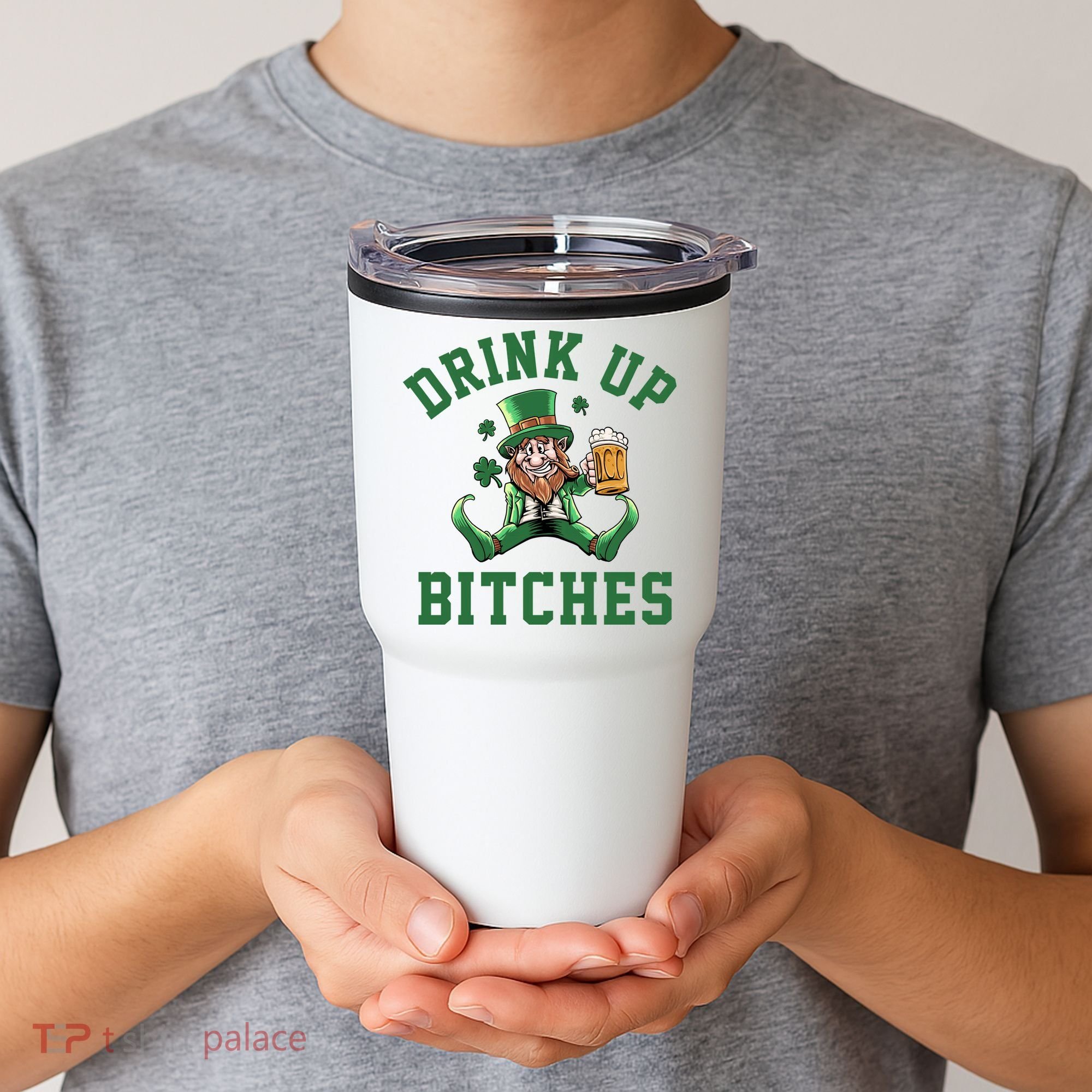 Drink Up Bitches Funny Leprechaun St Patrick's Day Tumbler
