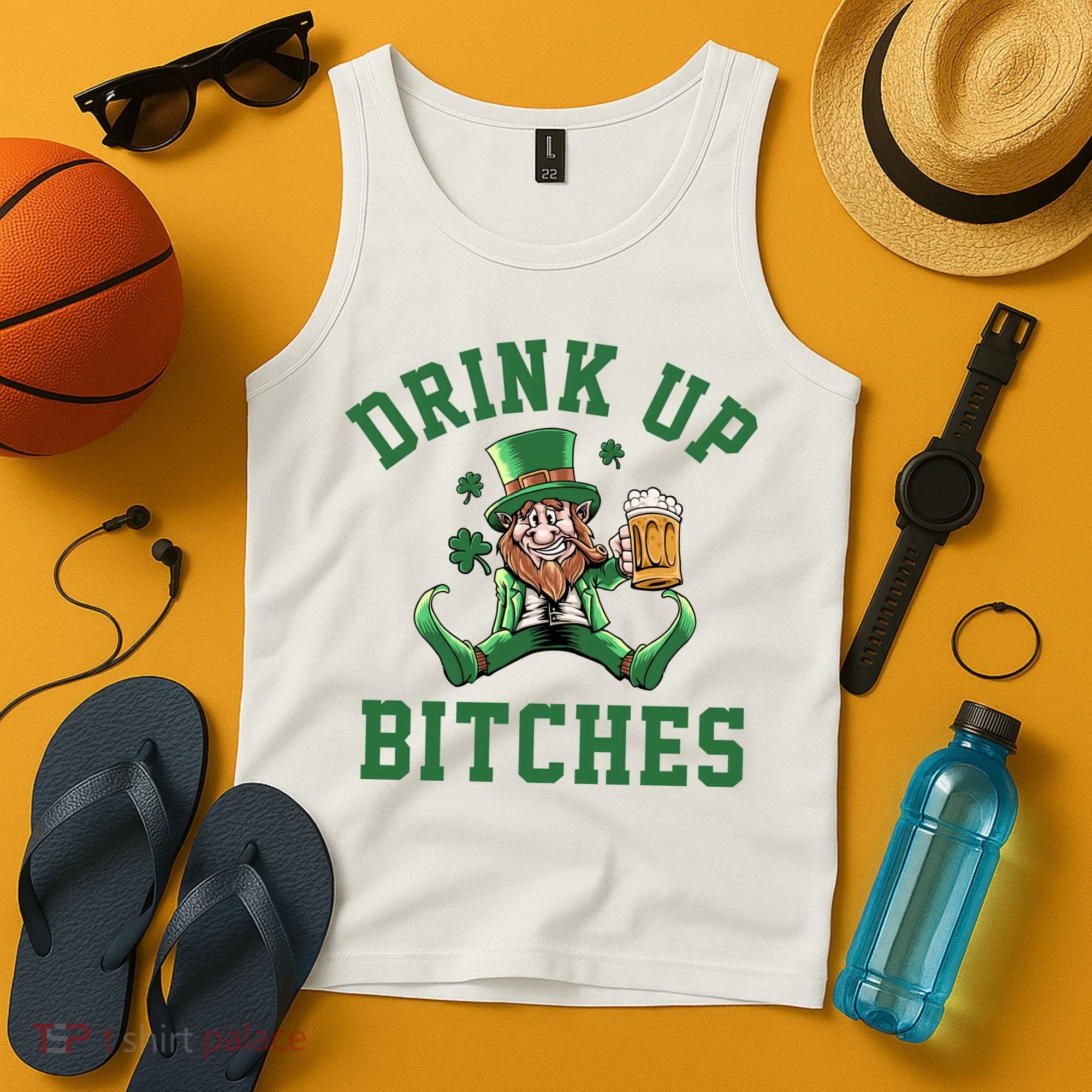 Drink Up Bitches Funny Leprechaun St Patrick's Day Tank Top
