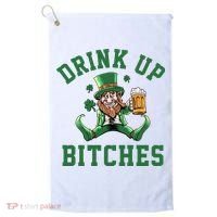 Drink Up Bitches Funny Leprechaun St Patrick's Day Golf Towel thumb 0