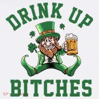 Drink Up Bitches Funny Leprechaun St Patrick's Day Golf Towel thumb 3