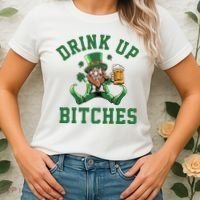 Drink Up Bitches Funny Leprechaun St Patrick's Day Women's T-Shirt thumb 2