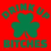 Drink Up Bitches With Shamrock, St Patrick's Day Santa Hat thumb 1