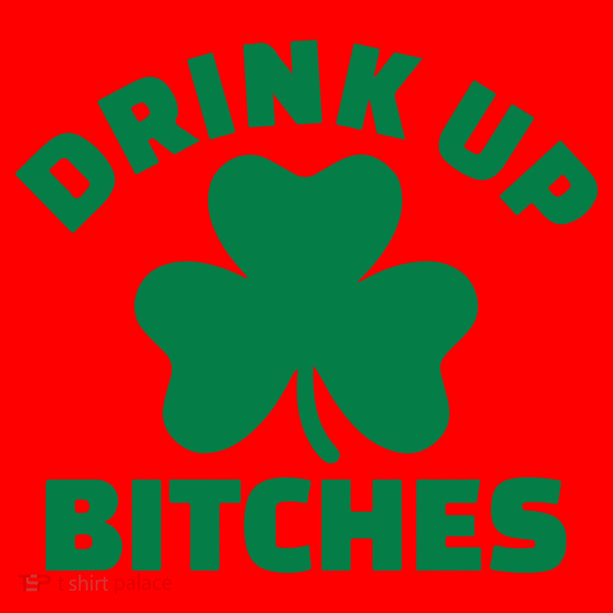 Drink Up Bitches With Shamrock, St Patrick's Day Santa Hat