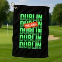 Dublin Ireland Typography Golf Towel thumb 1