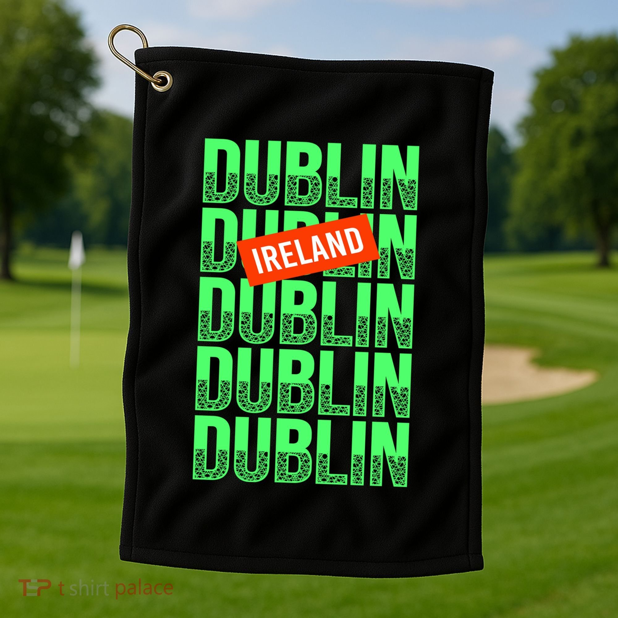 Dublin Ireland Typography Golf Towel