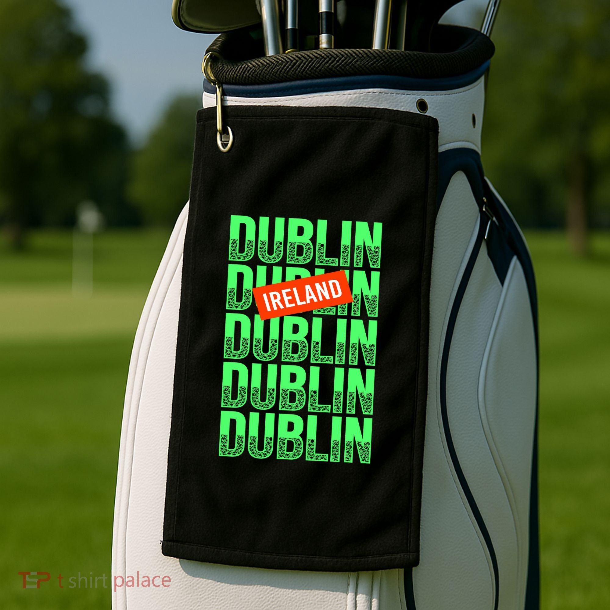 Dublin Ireland Typography Golf Towel