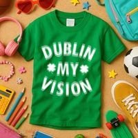 Dublin My Vision Drunk Clover St. Patrick's Day Drinking Kids T-Shirt thumb 3