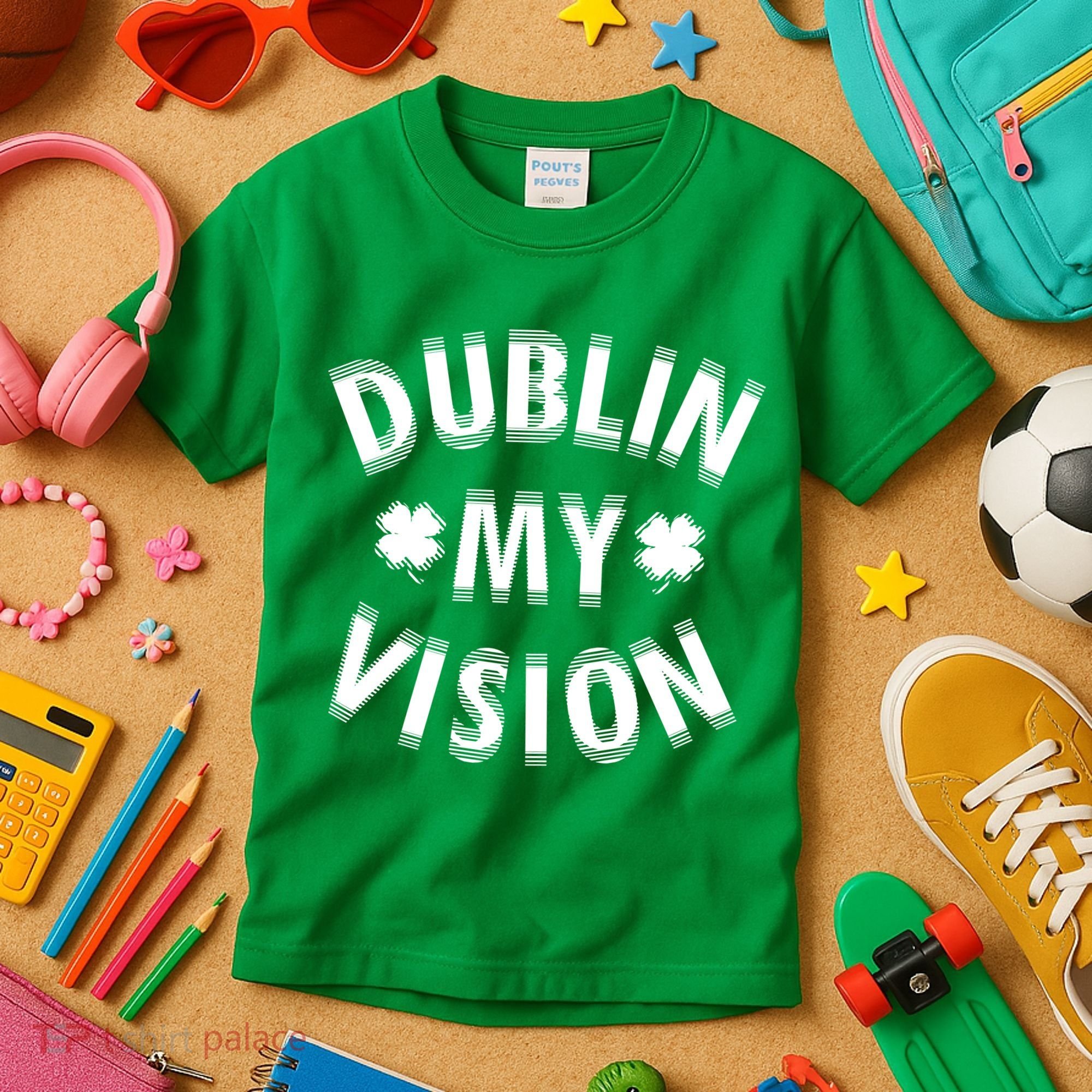 Dublin My Vision Drunk Clover St. Patrick's Day Drinking Kids T-Shirt