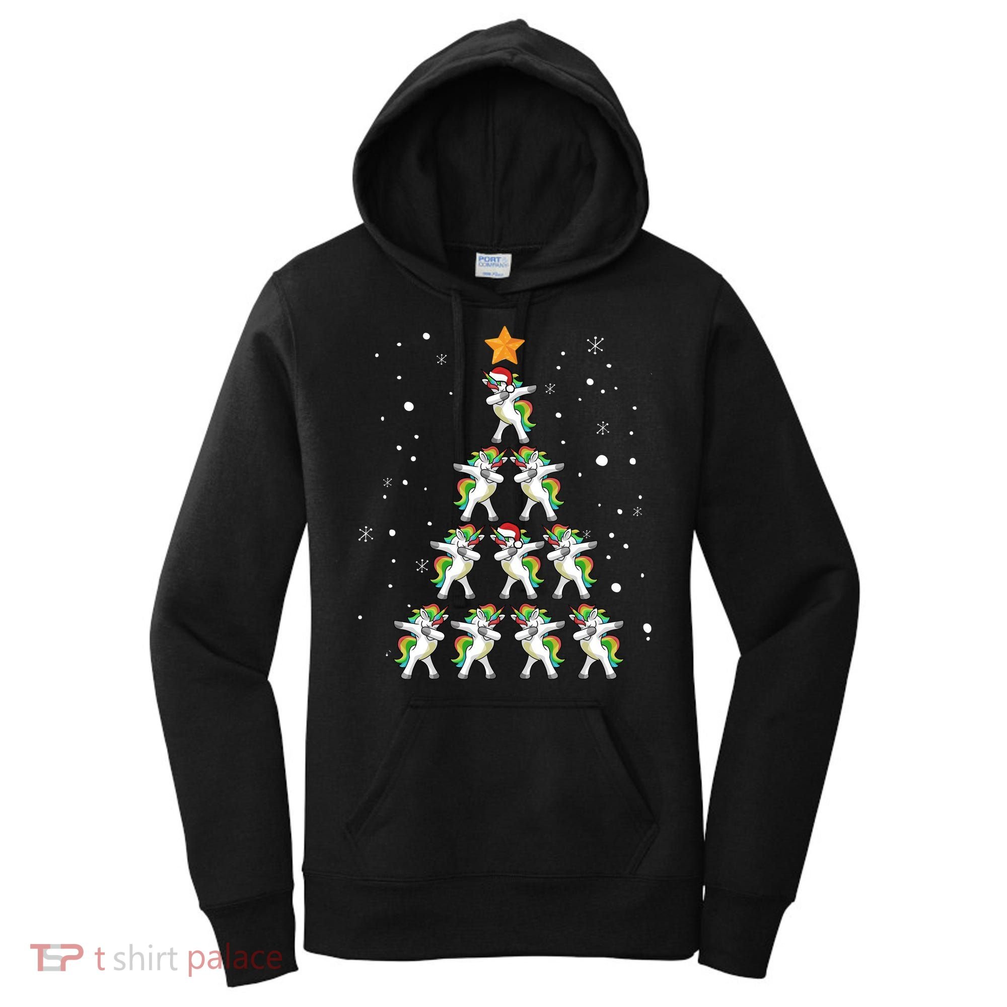 Dabbing Unicorn Christmas Gift Dab Christmas Tree Women's Hoodie