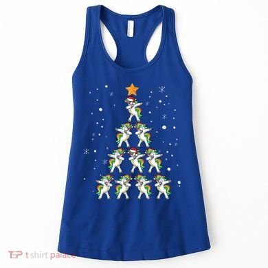 Dabbing Unicorn Christmas Gift Dab Christmas Tree Women's Tank Top