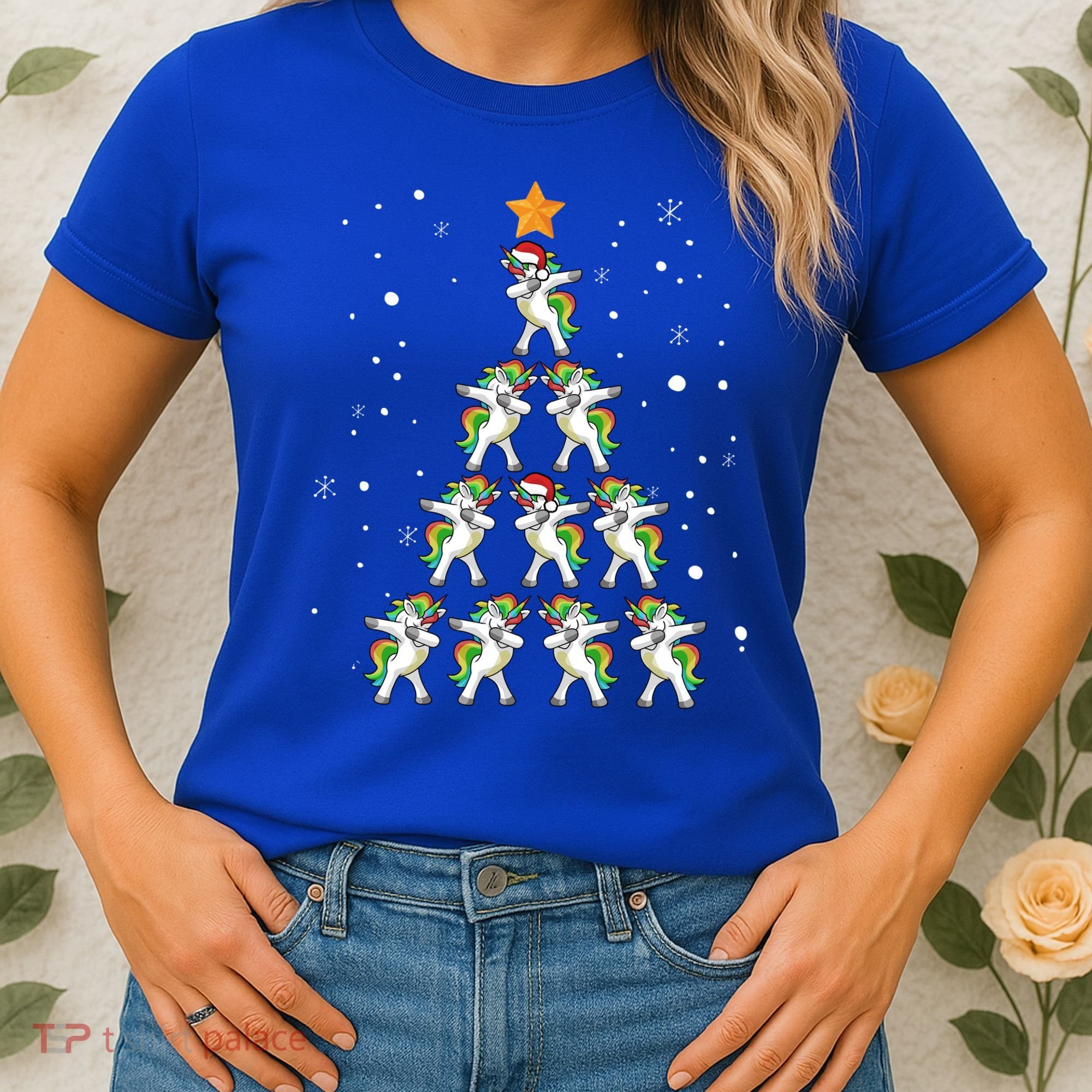 Dabbing Unicorn Christmas Gift Dab Christmas Tree Women's T-Shirt