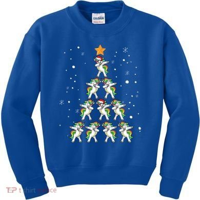Dabbing Unicorn Christmas Gift Dab Christmas Tree Kids Sweatshirt