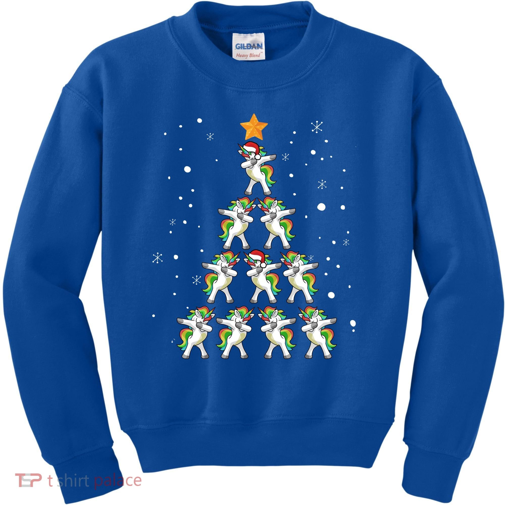 Dabbing Unicorn Christmas Gift Dab Christmas Tree Kids Sweatshirt