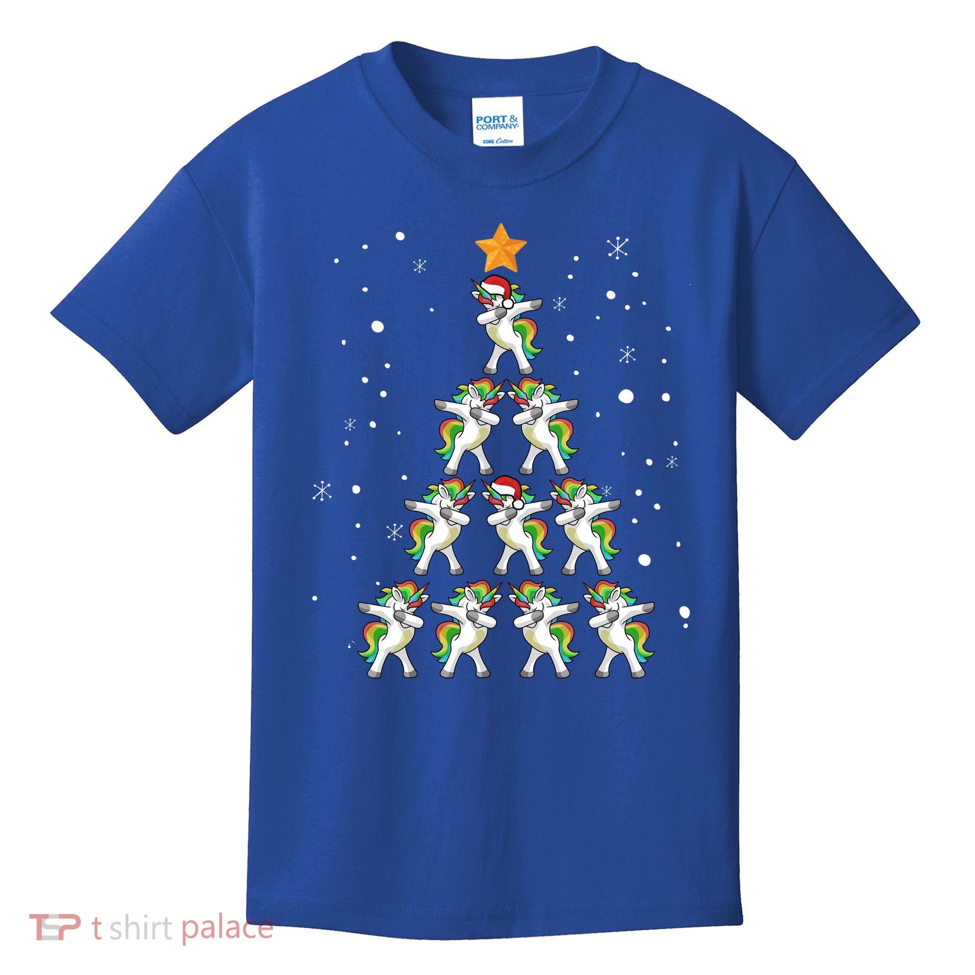 Dabbing Unicorn Christmas Gift Dab Christmas Tree Kids T-Shirt