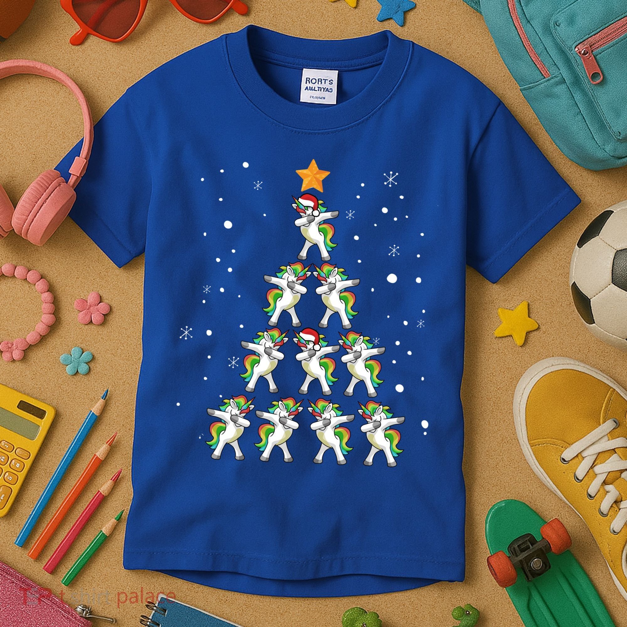 Dabbing Unicorn Christmas Gift Dab Christmas Tree Kids T-Shirt
