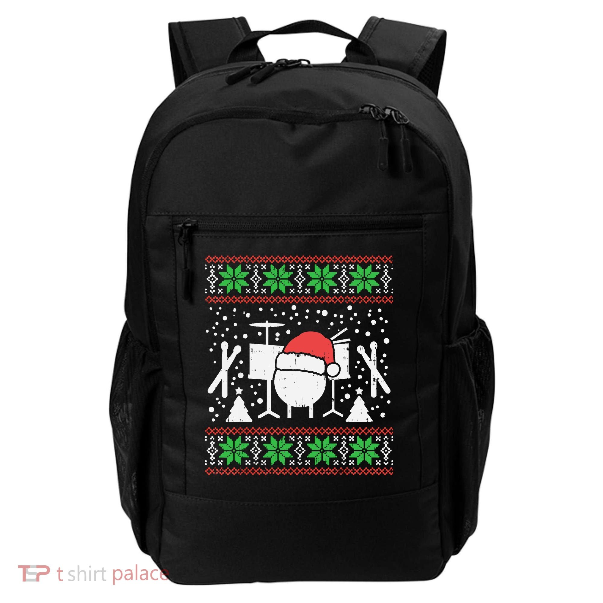 Drums Ugly Christmas Sweater Music Band Xmas Drummer Backpack
