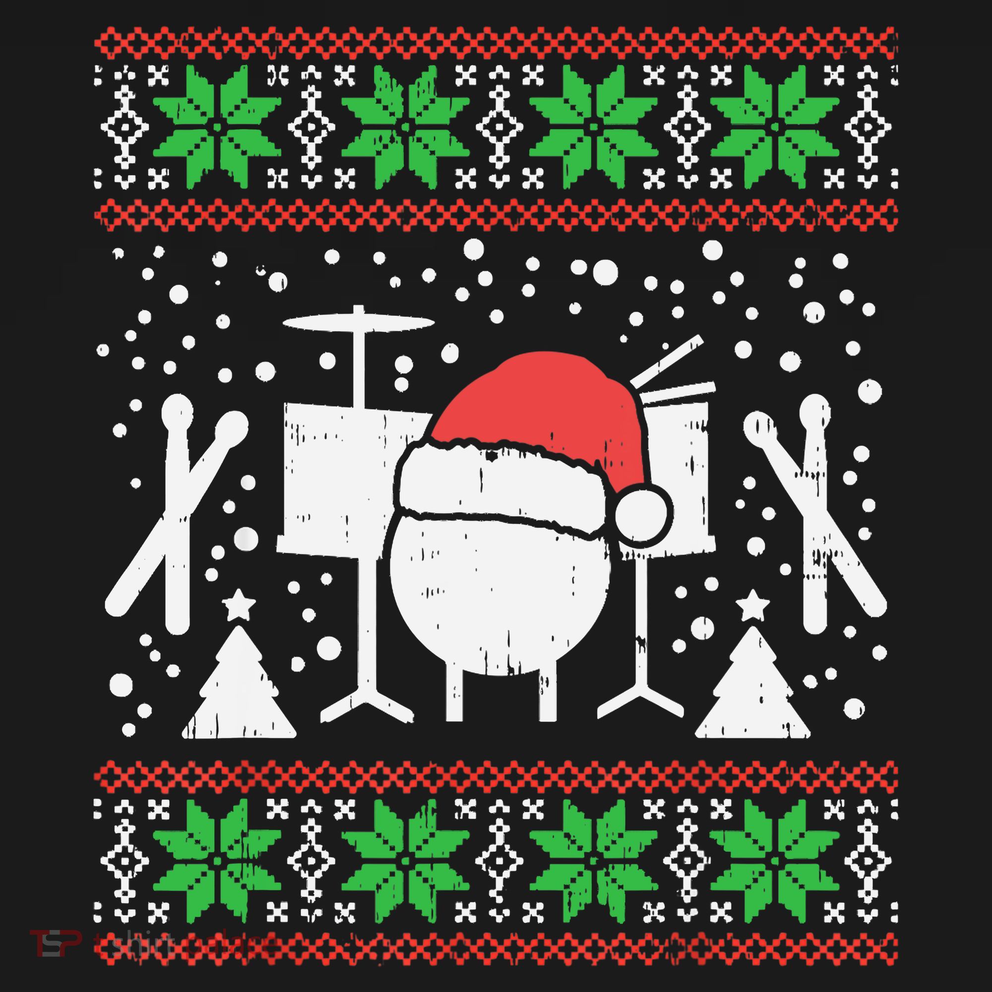Drums Ugly Christmas Sweater Music Band Xmas Drummer Ornament