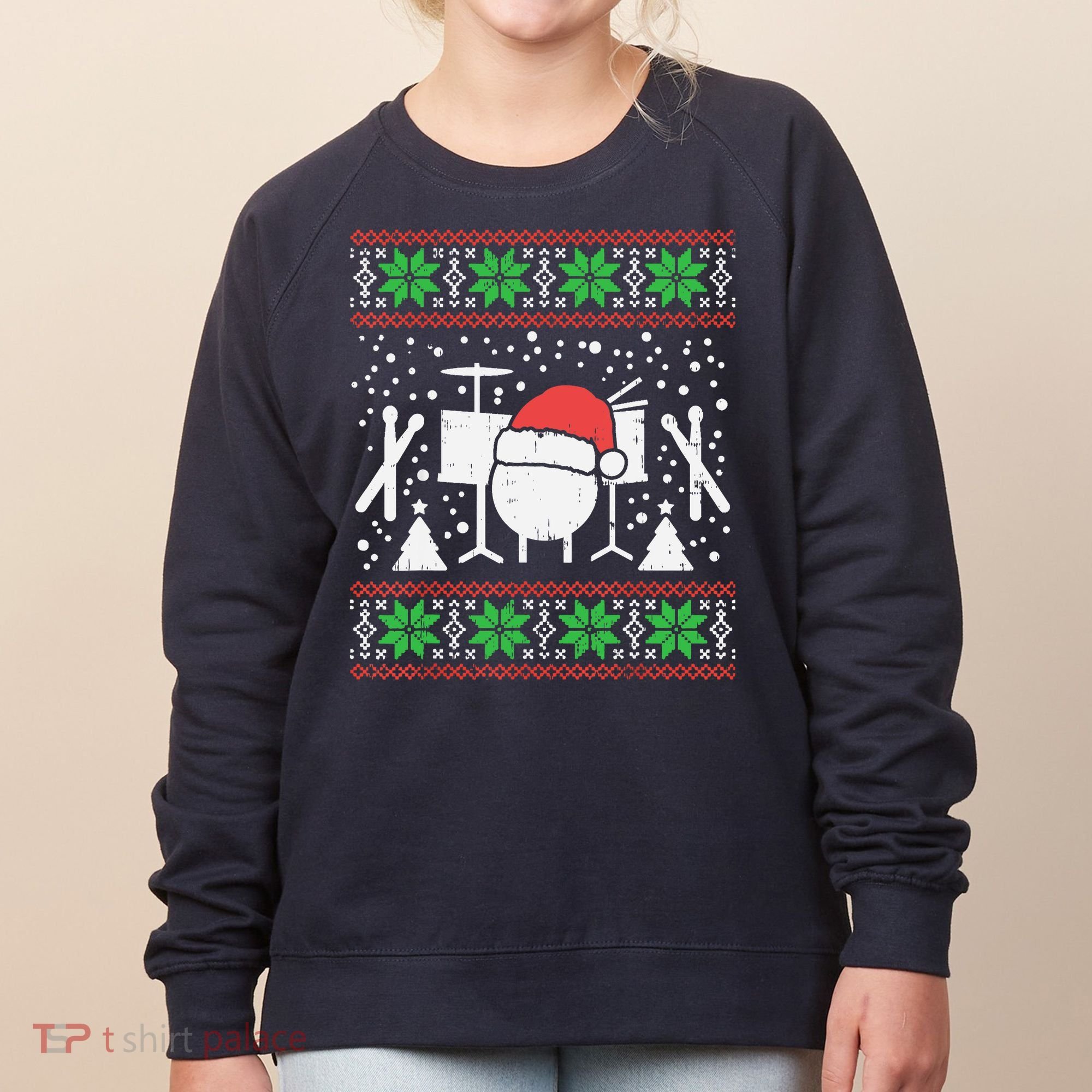 Drums Ugly Christmas Sweater Music Band Xmas Drummer Women's Sweatshirt