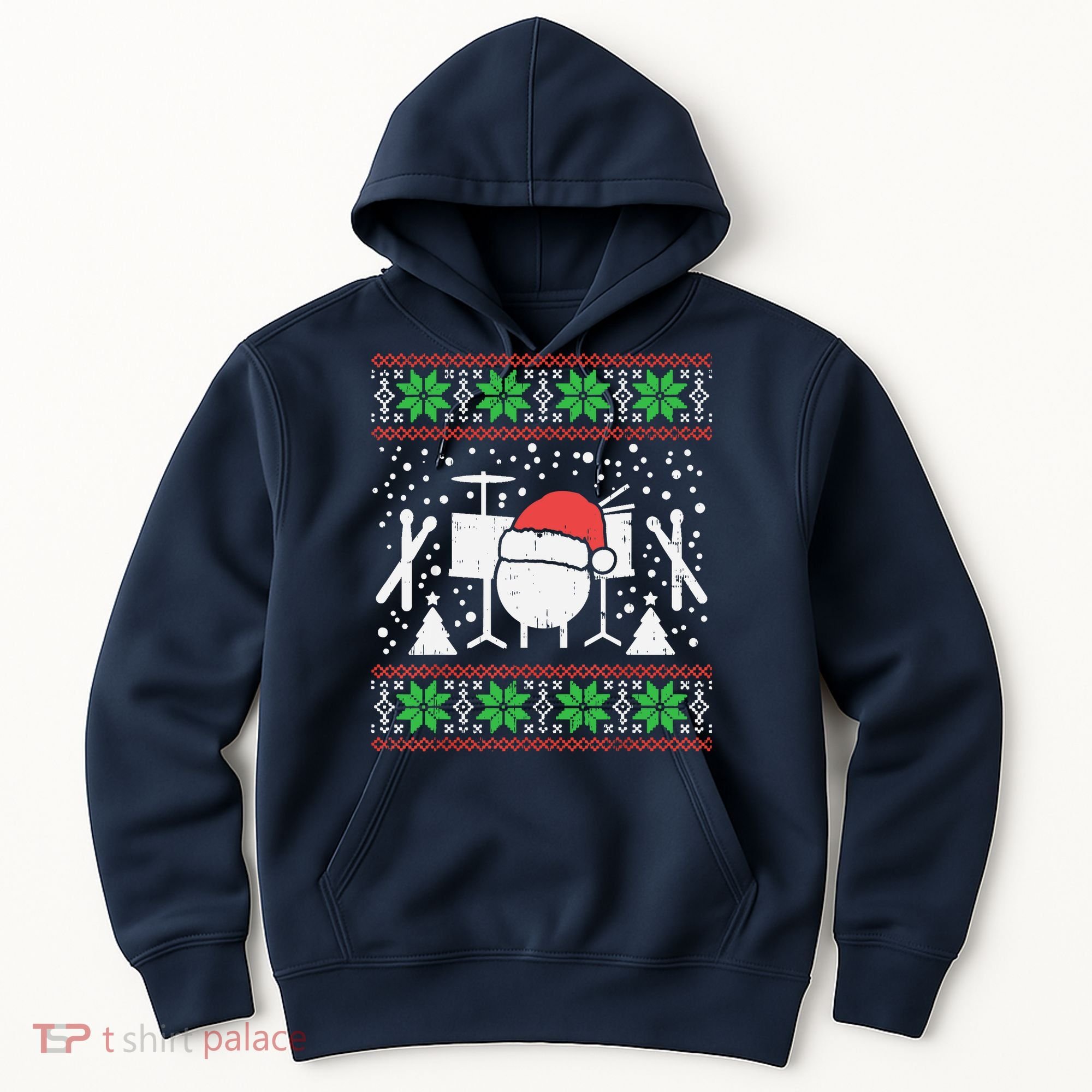 Drums Ugly Christmas Sweater Music Band Xmas Drummer Hoodie