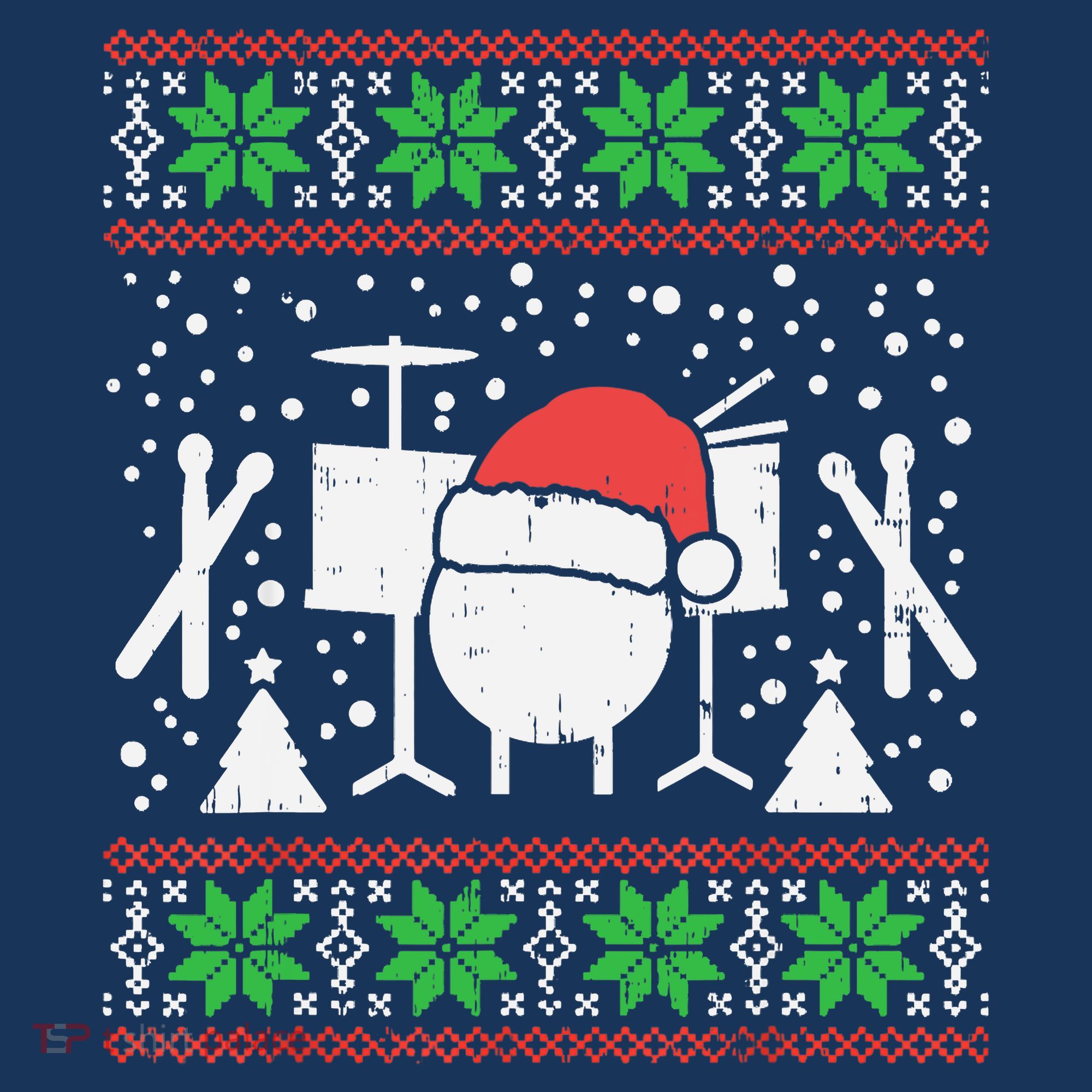 Drums Ugly Christmas Sweater Music Band Xmas Drummer Mousepad