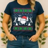 Drums Ugly Christmas Sweater Music Band Xmas Drummer Women's T-Shirt thumb 2