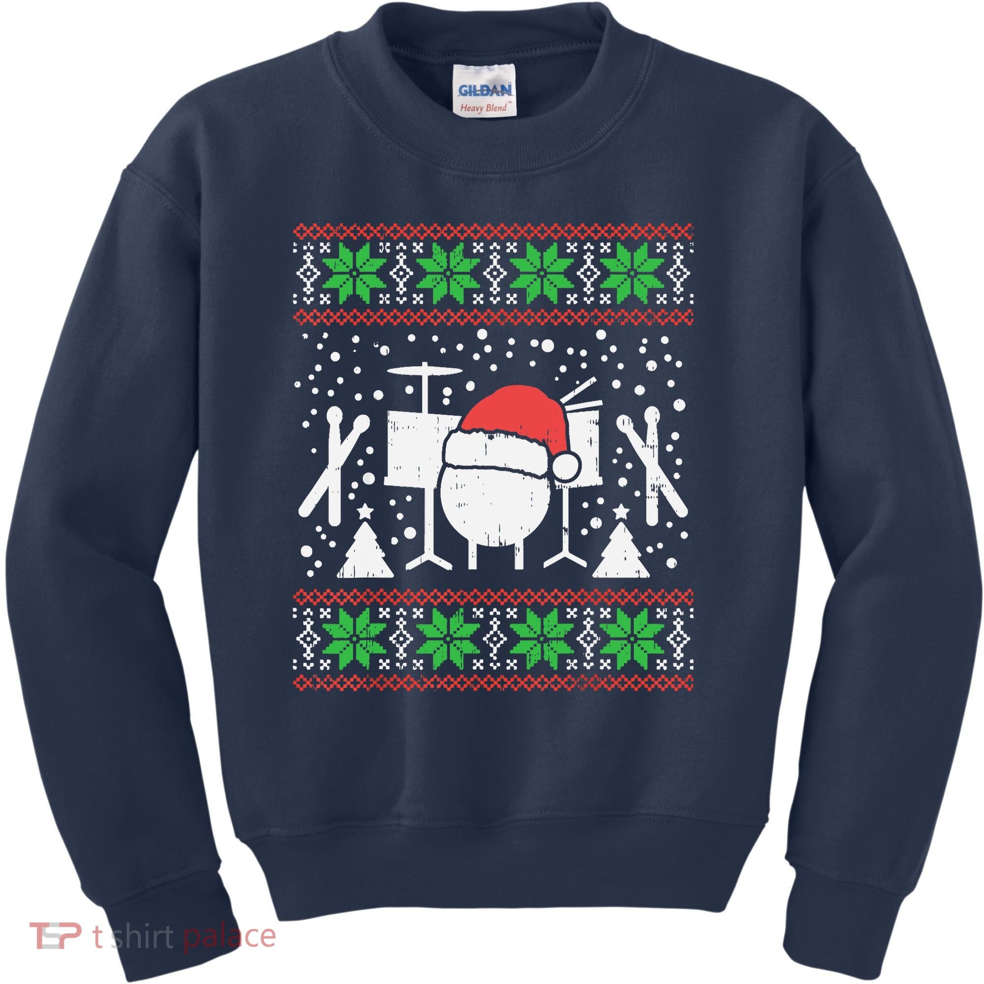 Drums Ugly Christmas Sweater Music Band Xmas Drummer Kids Sweatshirt