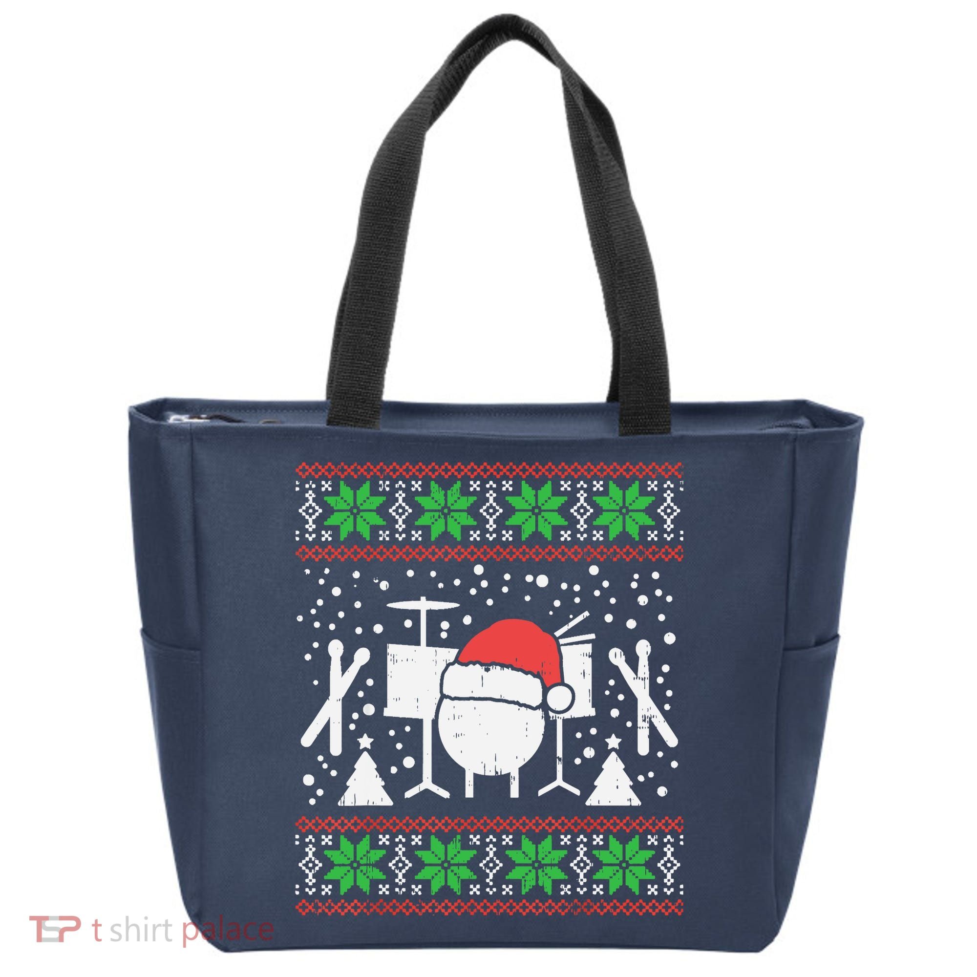 Drums Ugly Christmas Sweater Music Band Xmas Drummer Tote Bag