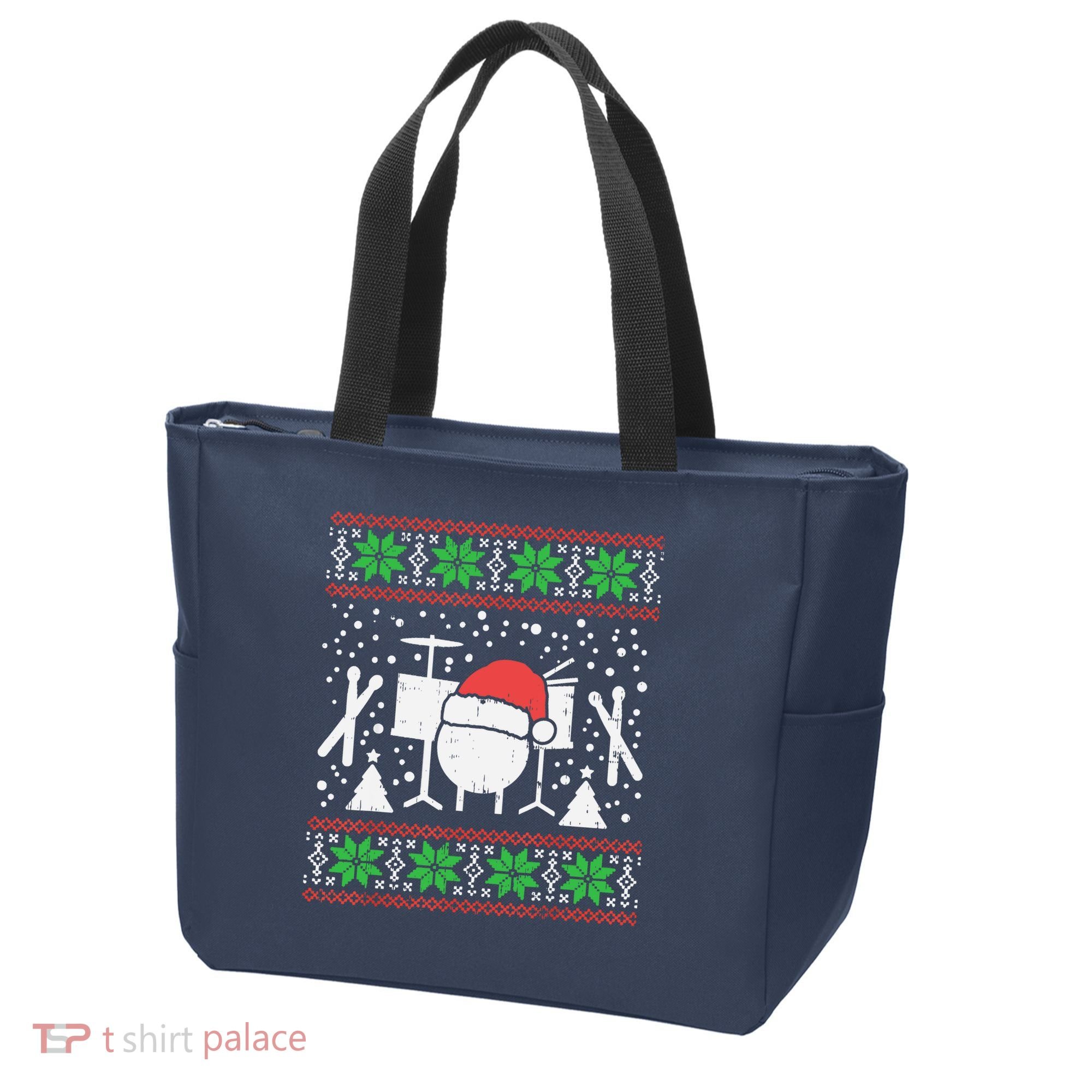 Drums Ugly Christmas Sweater Music Band Xmas Drummer Tote Bag
