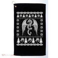 Dragon Ugly Christmas Fantasy Mystical Holiday Xmas Gift Golf Towel thumb 0