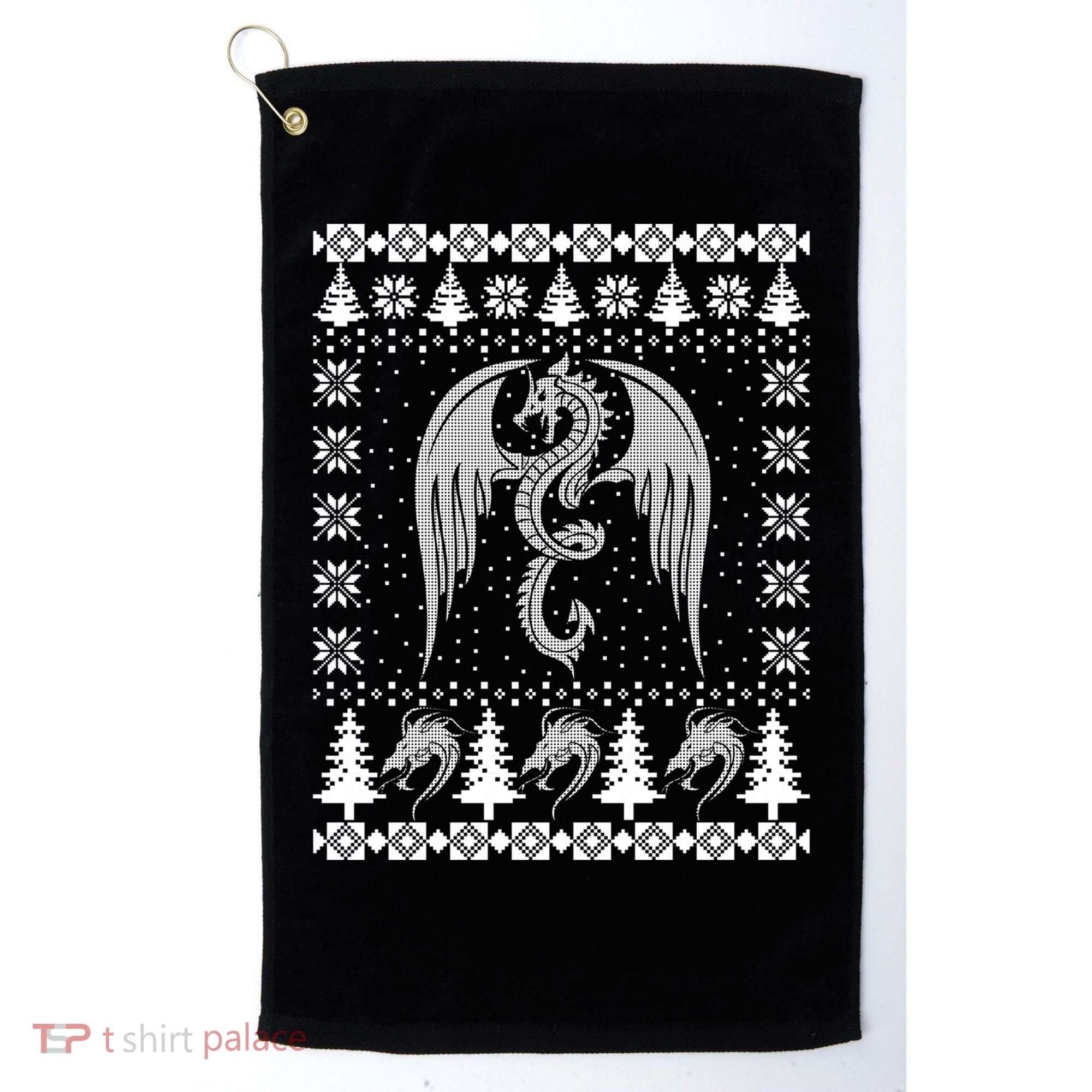 Dragon Ugly Christmas Fantasy Mystical Holiday Xmas Gift Golf Towel