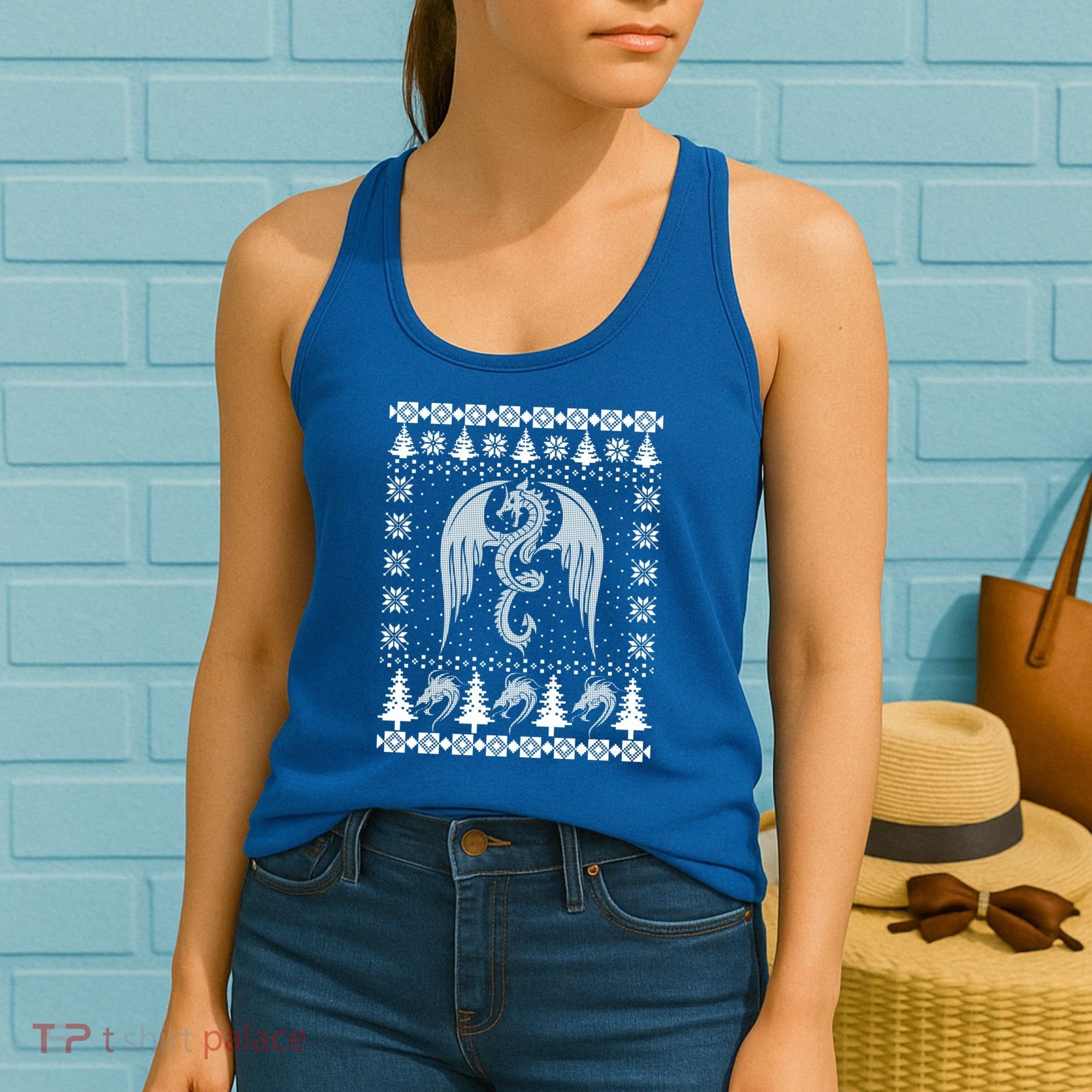 Dragon Ugly Christmas Fantasy Mystical Holiday Xmas Gift Women's Tank Top