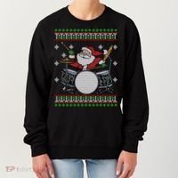 Drummer Ugly Christmas Sweater Santa Claus Playing Gift Women's Sweatshirt thumb 0