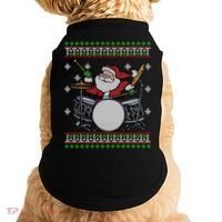 Drummer Ugly Christmas Sweater Santa Claus Playing Gift Doggie Tank thumb 0