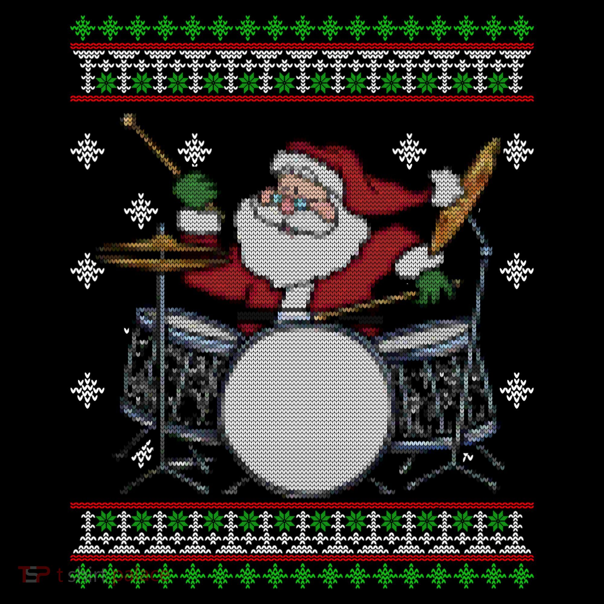 Drummer Ugly Christmas Sweater Santa Claus Playing Gift Women's Hoodie