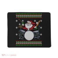 Drummer Ugly Christmas Sweater Santa Claus Playing Gift Mousepad thumb 0