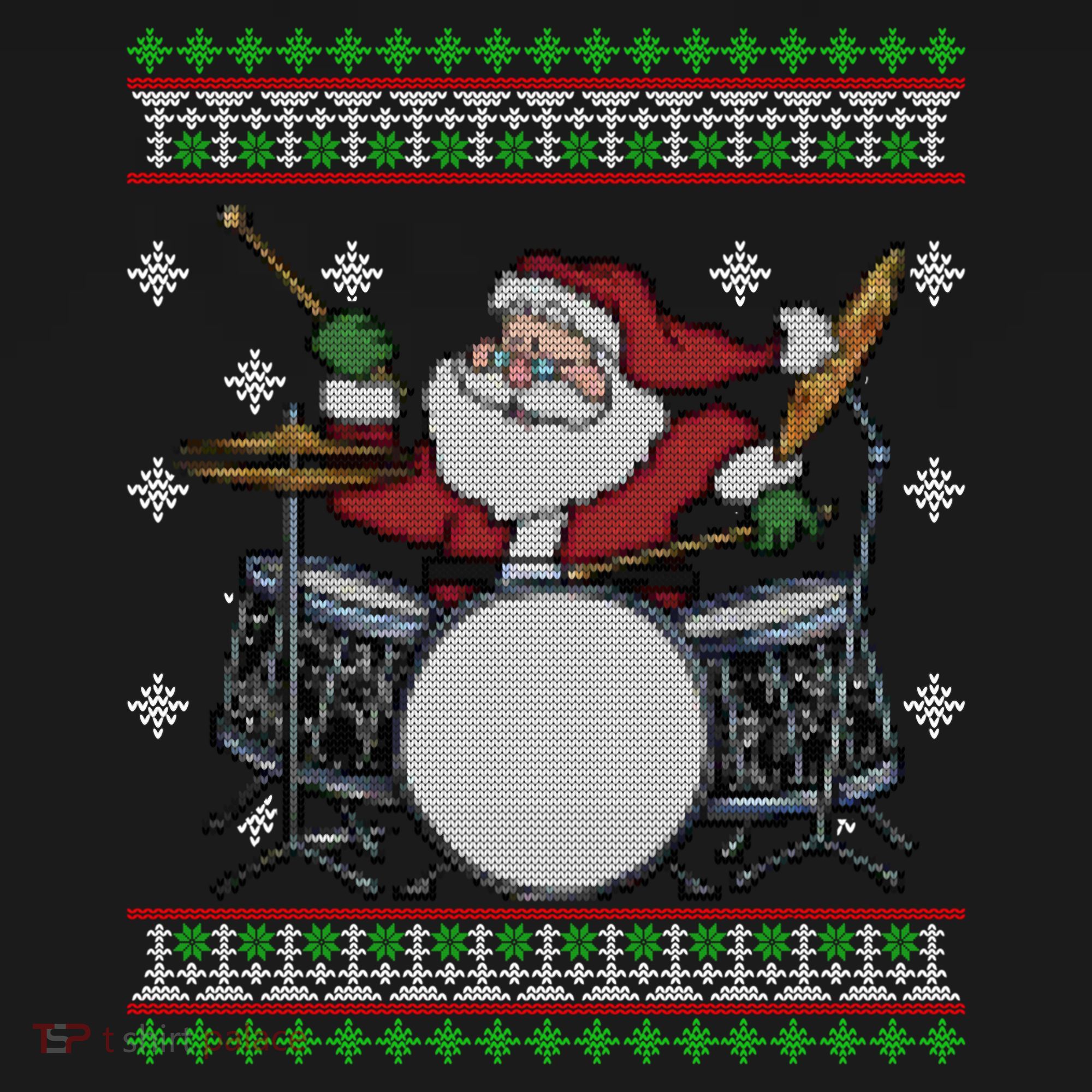 Drummer Ugly Christmas Sweater Santa Claus Playing Gift Women's Tank Top