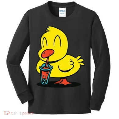 Duck Bubble Tea Kids Long Sleeve Shirt