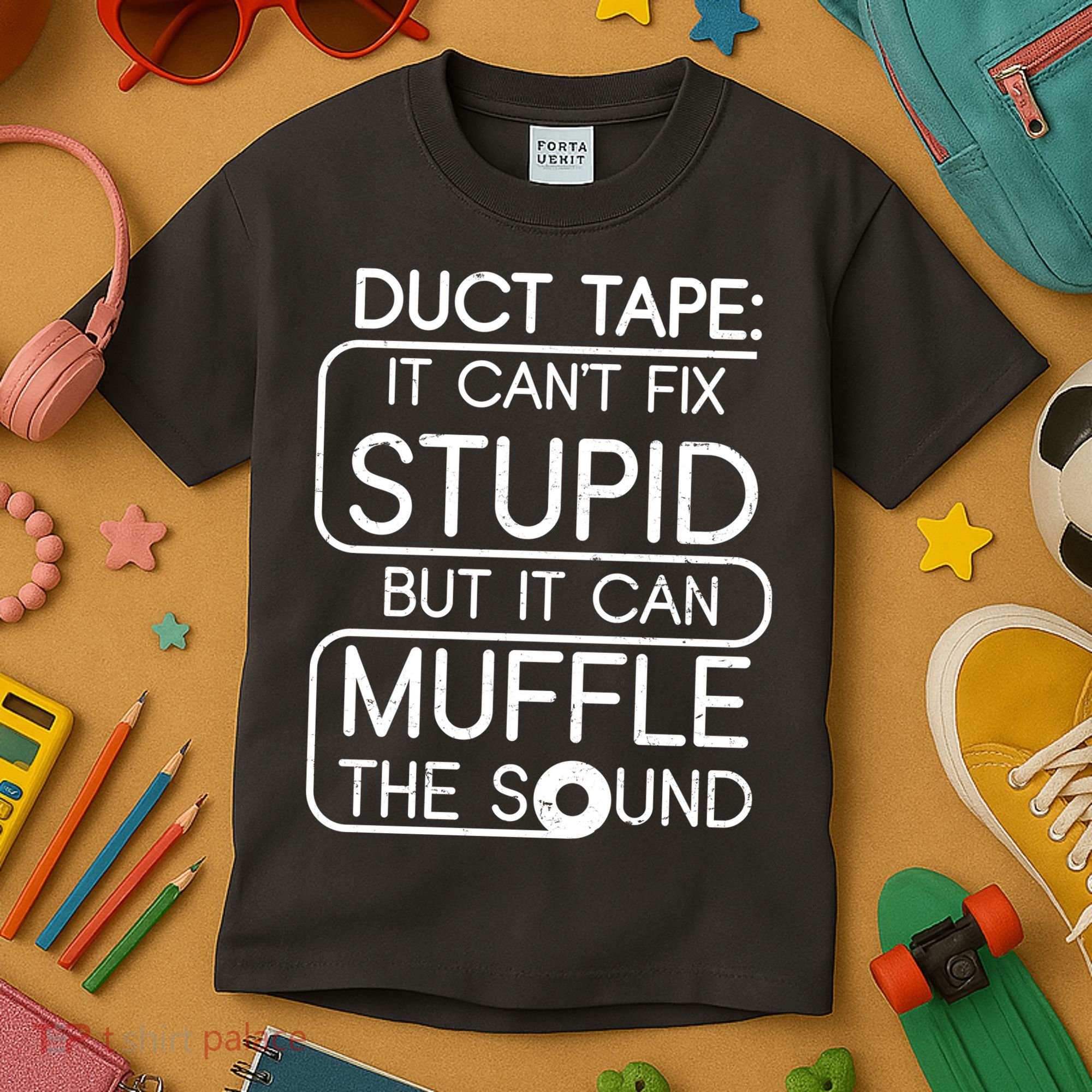 Duct Tape It Can't Fix Stupid But It Can Muffle The Sound Kids T-Shirt