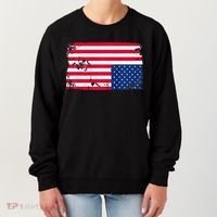 Distress Upside Down American Flag Women's Sweatshirt thumb 0