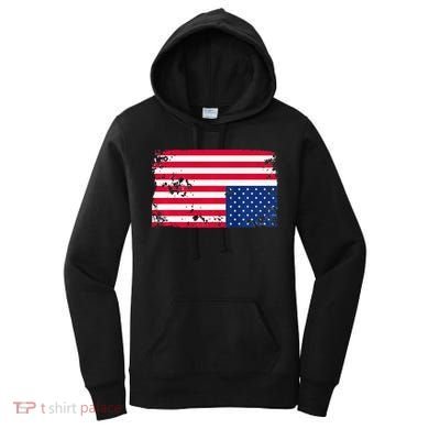 Distress Upside Down American Flag Women's Hoodie