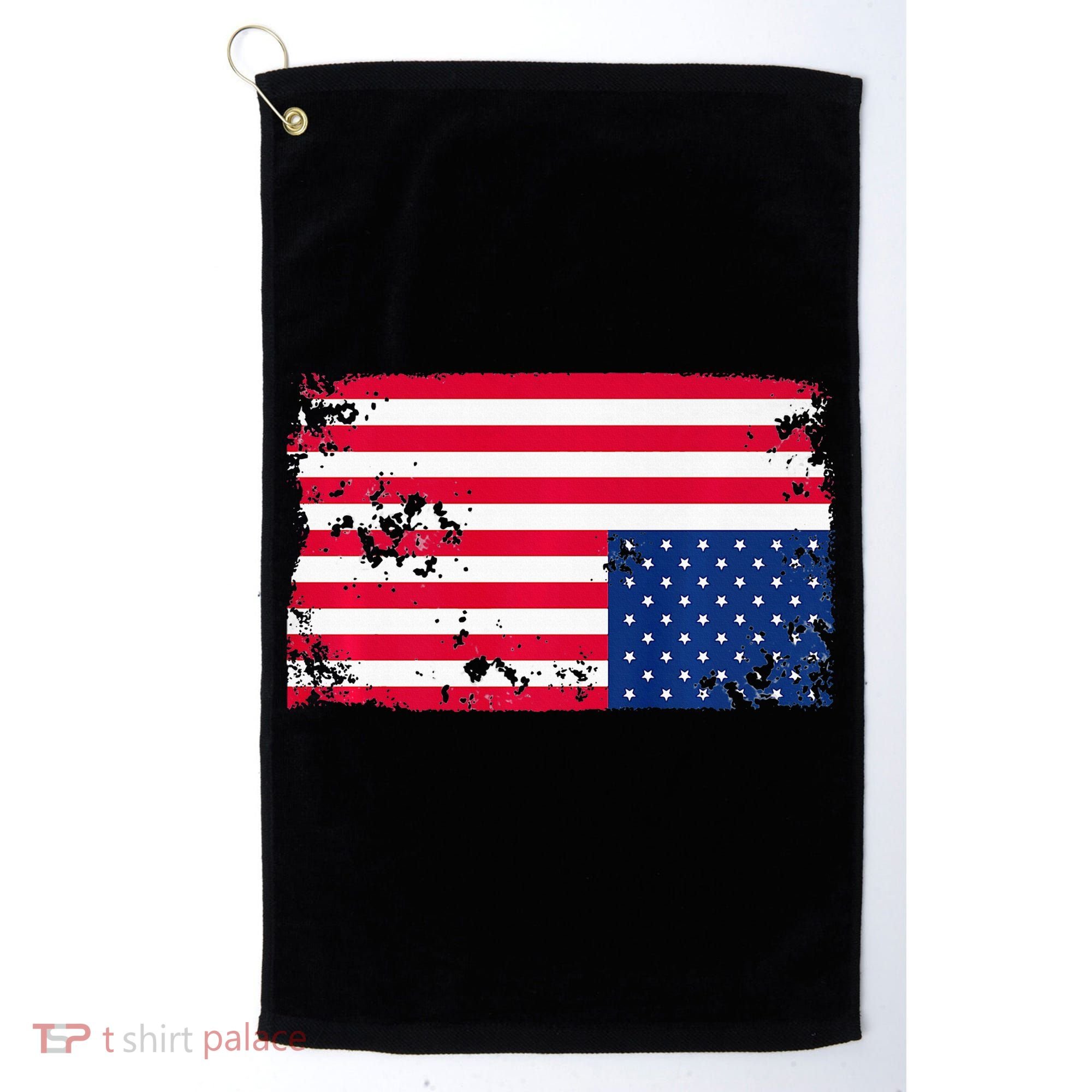 Distress Upside Down American Flag Golf Towel